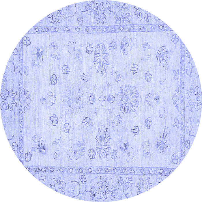 Round Oriental Blue Traditional Rug, abs500blu