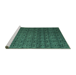 Sideview of Machine Washable Abstract Turquoise Modern Area Rugs, wshabs5010turq