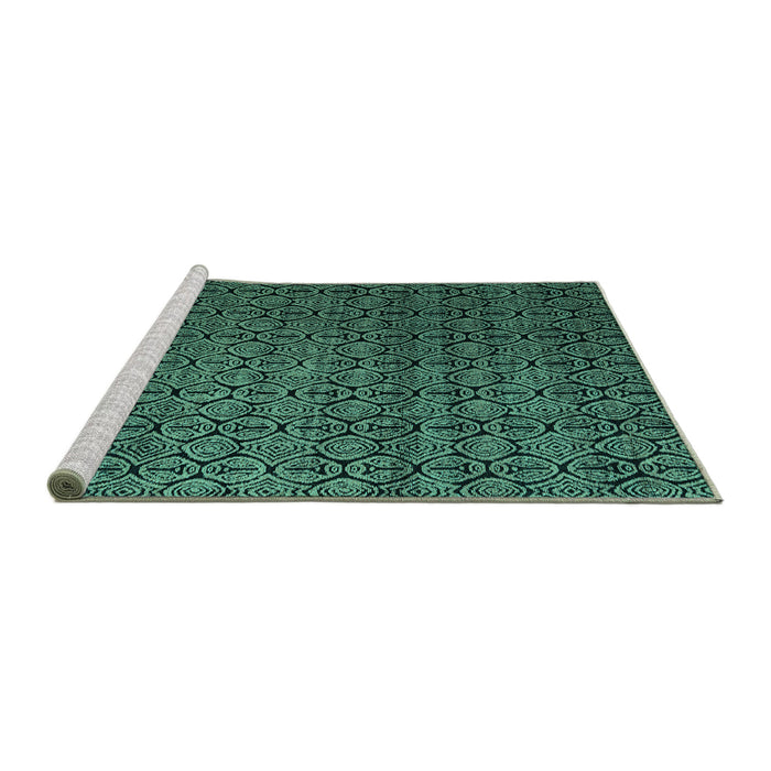 Sideview of Machine Washable Abstract Turquoise Modern Area Rugs, wshabs5010turq