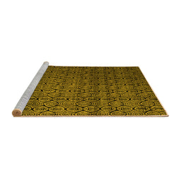 Sideview of Machine Washable Abstract Yellow Modern Rug, wshabs5010yw