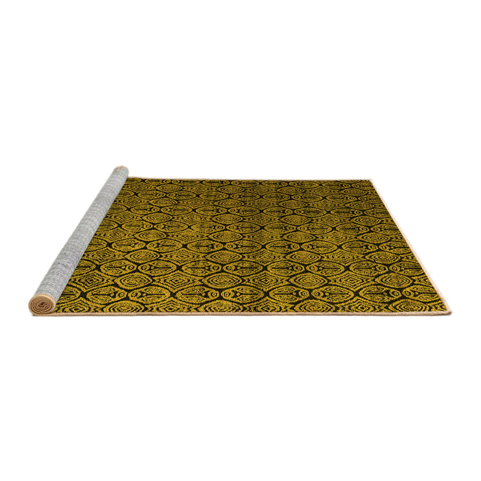 Sideview of Machine Washable Abstract Yellow Modern Rug, wshabs5010yw