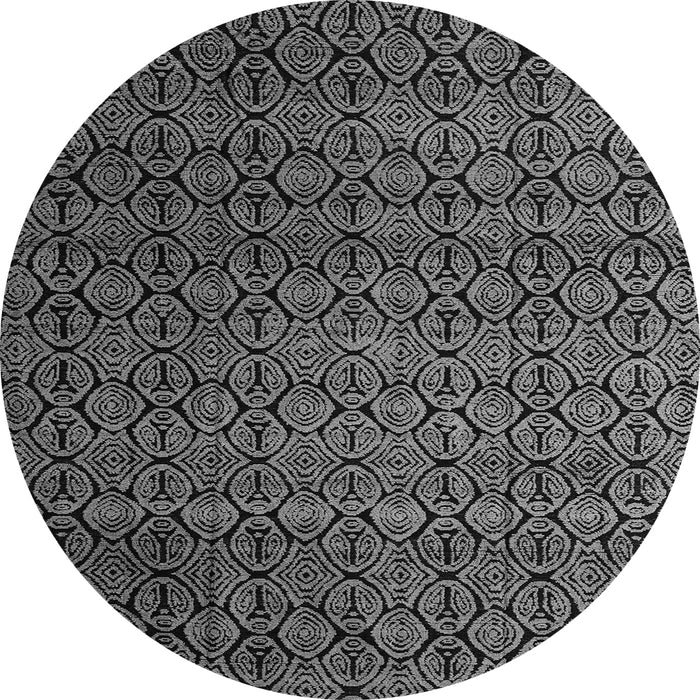 Round Machine Washable Abstract Gray Modern Rug, wshabs5010gry