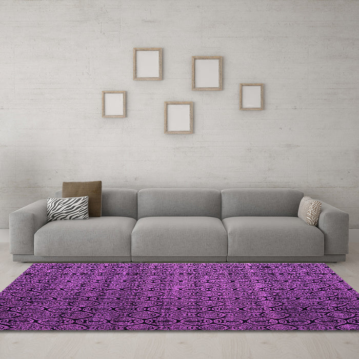 Machine Washable Abstract Purple Modern Area Rugs in a Living Room, wshabs5010pur