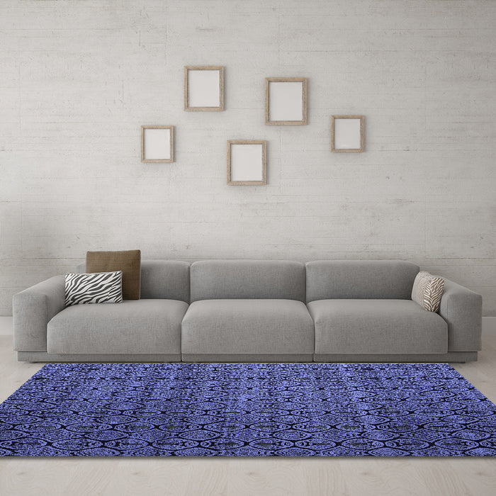 Machine Washable Abstract Blue Modern Rug in a Living Room, wshabs5010blu