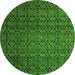 Round Machine Washable Abstract Green Modern Area Rugs, wshabs5010grn