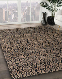 Abstract Dark Almond Brown Modern Rug, abs5010