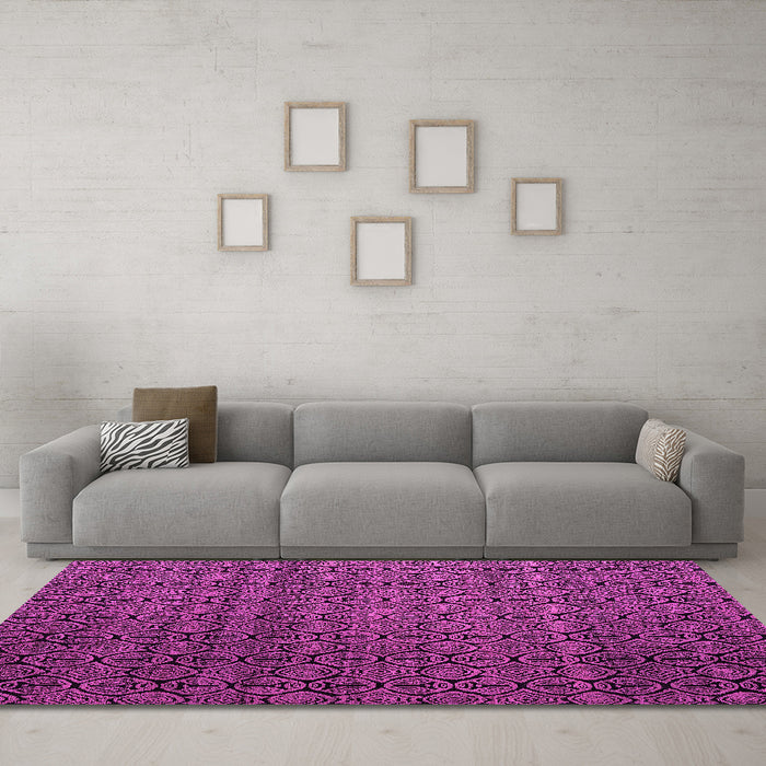 Machine Washable Abstract Pink Modern Rug in a Living Room, wshabs5010pnk