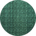 Round Abstract Turquoise Modern Rug, abs5010turq