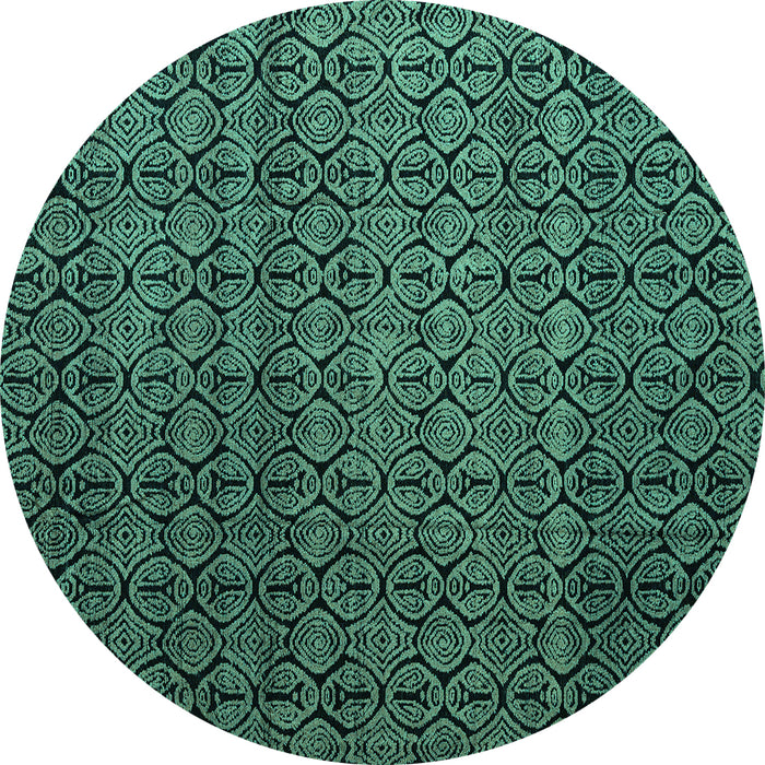 Round Machine Washable Abstract Turquoise Modern Area Rugs, wshabs5010turq