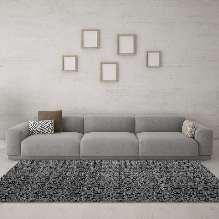 Machine Washable Abstract Gray Modern Rug in a Living Room,, wshabs5010gry