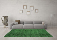 Machine Washable Abstract Emerald Green Modern Rug, wshabs5010emgrn