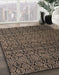 Abstract Dark Almond Brown Modern Rug in Family Room, abs5010