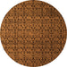 Round Machine Washable Abstract Orange Modern Area Rugs, wshabs5010org