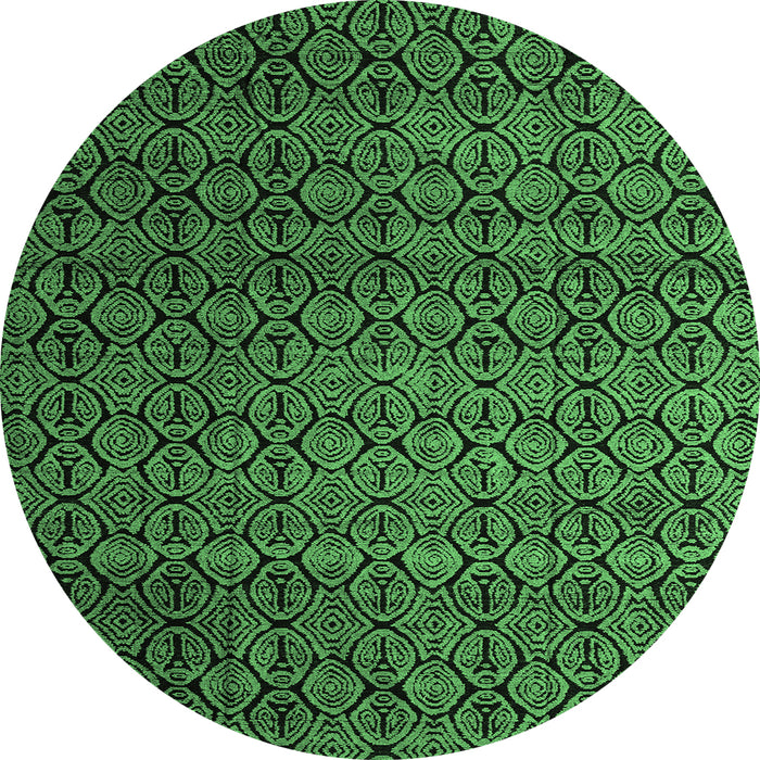 Round Abstract Emerald Green Modern Rug, abs5010emgrn