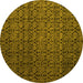 Round Machine Washable Abstract Yellow Modern Rug, wshabs5010yw