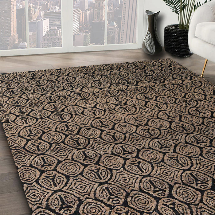 Machine Washable Abstract Dark Almond Brown Rug in a Family Room, wshabs5010