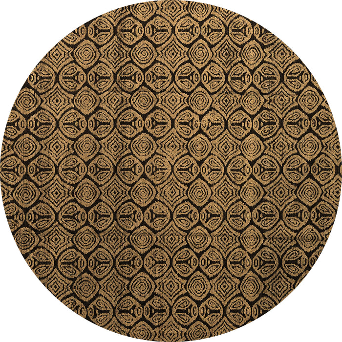 Round Abstract Brown Modern Rug, abs5010brn