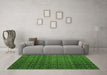 Machine Washable Abstract Green Modern Area Rugs in a Living Room,, wshabs5010grn