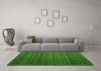 Machine Washable Abstract Green Modern Rug, wshabs5010grn