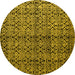 Round Abstract Yellow Modern Rug, abs5011yw