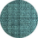 Round Abstract Light Blue Modern Rug, abs5011lblu