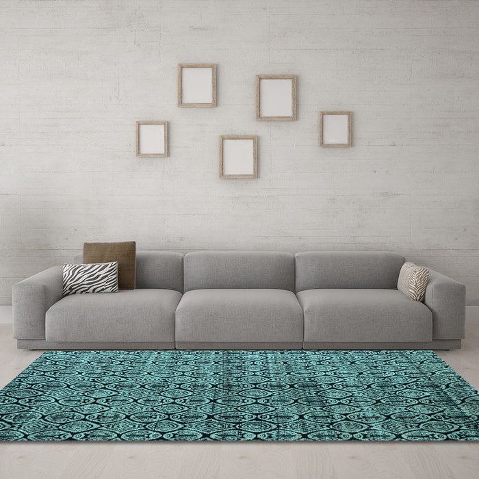 Machine Washable Abstract Light Blue Modern Rug in a Living Room, wshabs5011lblu