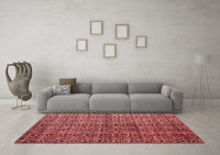 Machine Washable Abstract Red Modern Rug, wshabs5011red