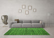 Machine Washable Abstract Green Modern Area Rugs in a Living Room,, wshabs5011grn