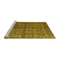 Sideview of Machine Washable Abstract Yellow Modern Rug, wshabs5011yw