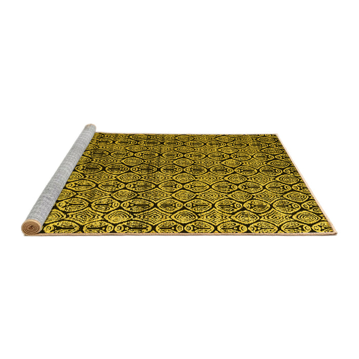 Sideview of Machine Washable Abstract Yellow Modern Rug, wshabs5011yw