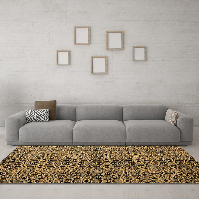 Machine Washable Abstract Brown Modern Rug in a Living Room,, wshabs5011brn