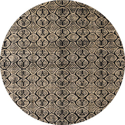 Round Machine Washable Abstract Brown Sugar Brown Rug, wshabs5011