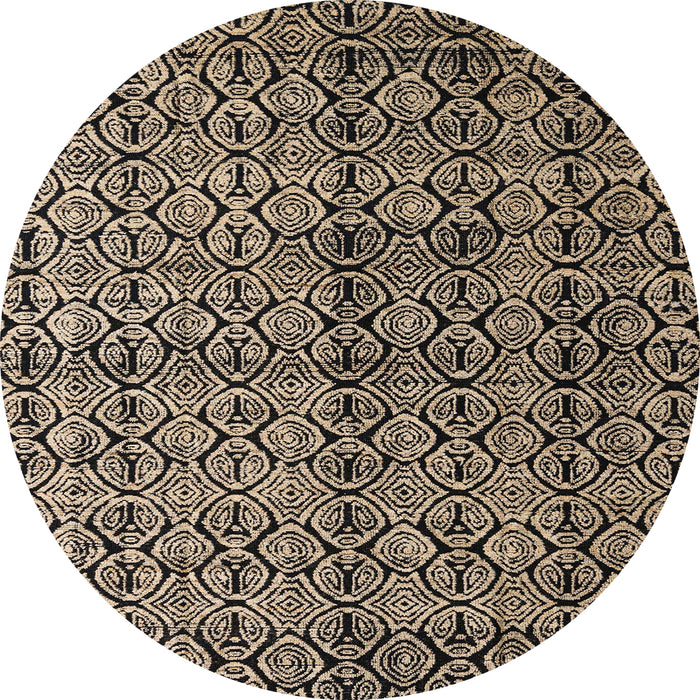 Round Machine Washable Abstract Brown Sugar Brown Rug, wshabs5011