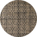 Round Machine Washable Abstract Brown Sugar Brown Rug, wshabs5011