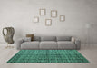 Machine Washable Abstract Turquoise Modern Area Rugs in a Living Room,, wshabs5011turq