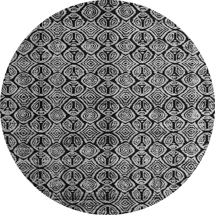 Round Machine Washable Abstract Gray Modern Rug, wshabs5011gry