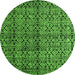 Round Machine Washable Abstract Green Modern Area Rugs, wshabs5011grn