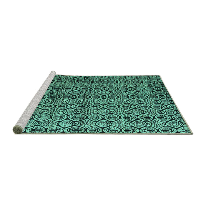 Sideview of Machine Washable Abstract Turquoise Modern Area Rugs, wshabs5011turq