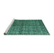 Sideview of Machine Washable Abstract Turquoise Modern Area Rugs, wshabs5011turq