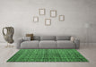 Machine Washable Abstract Emerald Green Modern Area Rugs in a Living Room,, wshabs5011emgrn