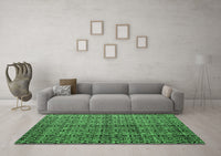 Machine Washable Abstract Emerald Green Modern Rug, wshabs5011emgrn