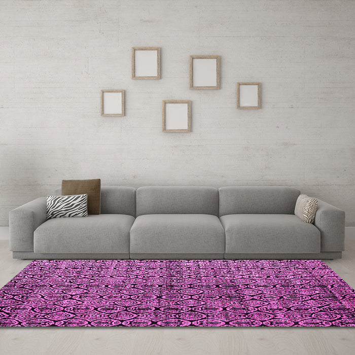 Machine Washable Abstract Pink Modern Rug in a Living Room, wshabs5011pnk