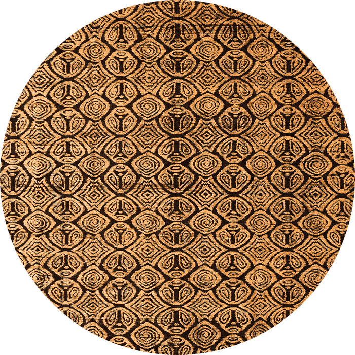 Round Machine Washable Abstract Orange Modern Area Rugs, wshabs5011org