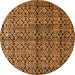 Round Abstract Orange Modern Rug, abs5011org