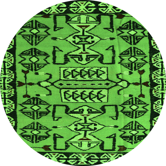 Round Machine Washable Abstract Green Modern Area Rugs, wshabs5012grn