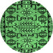 Round Abstract Emerald Green Modern Rug, abs5012emgrn