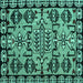 Square Machine Washable Abstract Turquoise Modern Area Rugs, wshabs5012turq