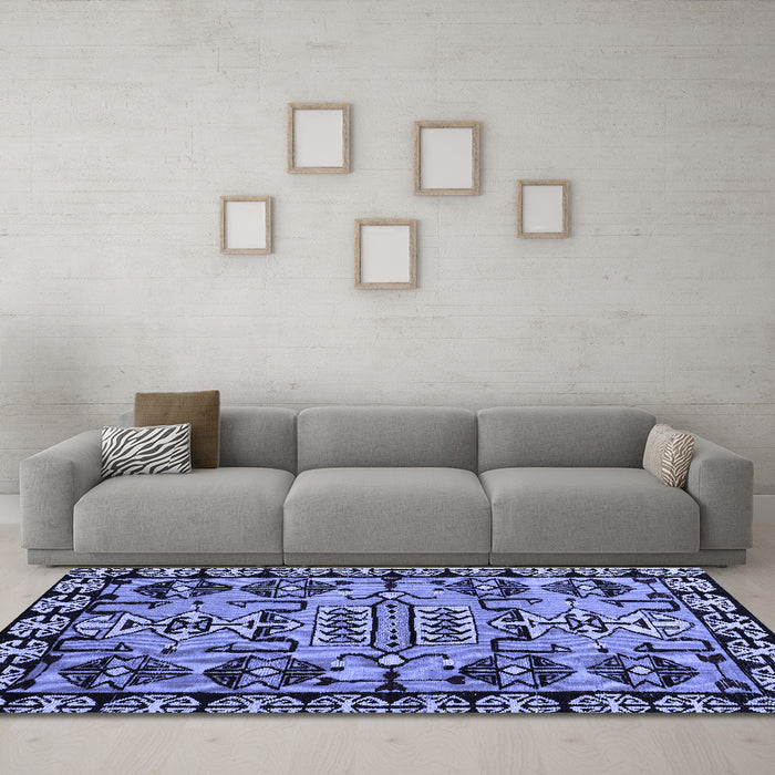 Machine Washable Abstract Blue Modern Rug in a Living Room, wshabs5012blu