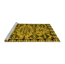 Sideview of Machine Washable Abstract Yellow Modern Rug, wshabs5012yw