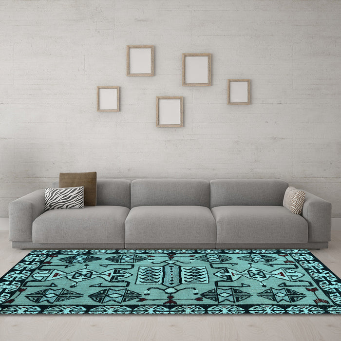 Machine Washable Abstract Light Blue Modern Rug in a Living Room, wshabs5012lblu
